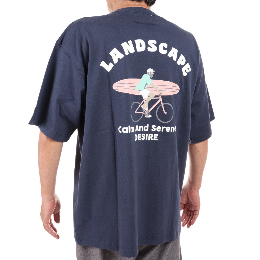 S.A.S（メンズ）半袖プリントTシャツ LANDSCAPE SAS2147202-79:NAVY