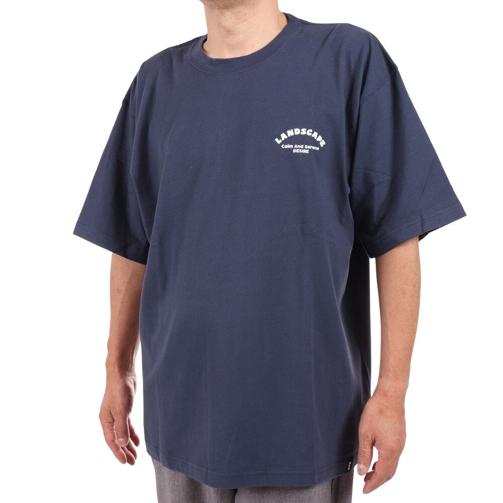 S.A.S（メンズ）半袖プリントTシャツ LANDSCAPE SAS2147202-79:NAVY