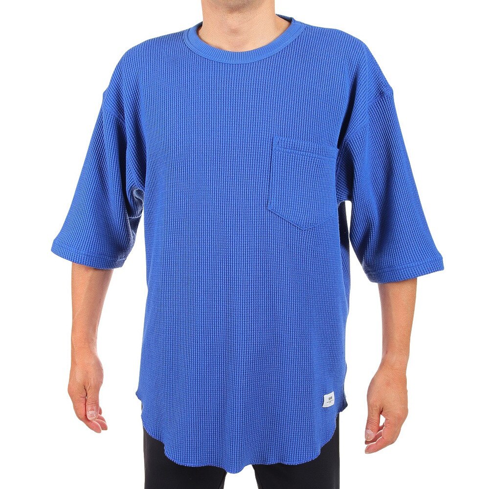 S.A.S（メンズ）防蚊ドライワッフル七分袖Tシャツ SAS2147203-79:NAVY