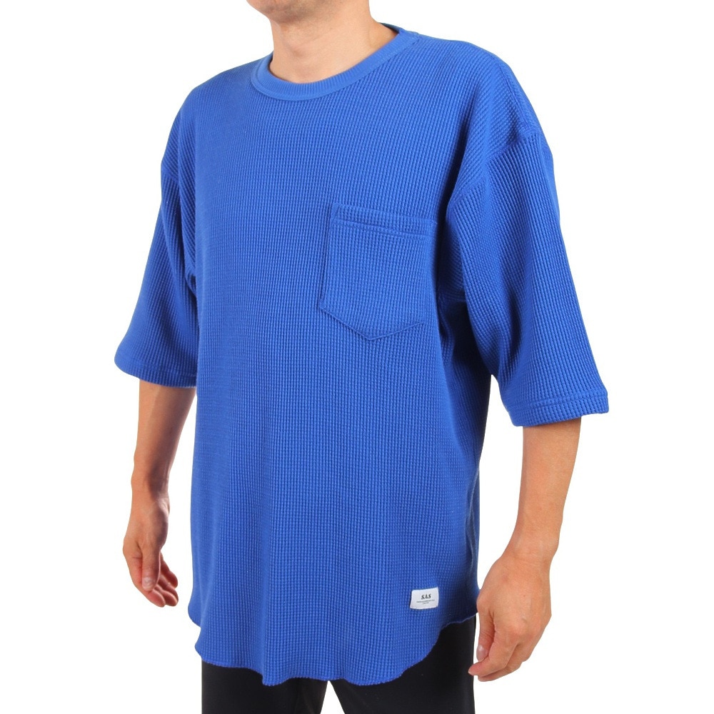 S.A.S（メンズ）防蚊ドライワッフル七分袖Tシャツ SAS2147203-79:NAVY