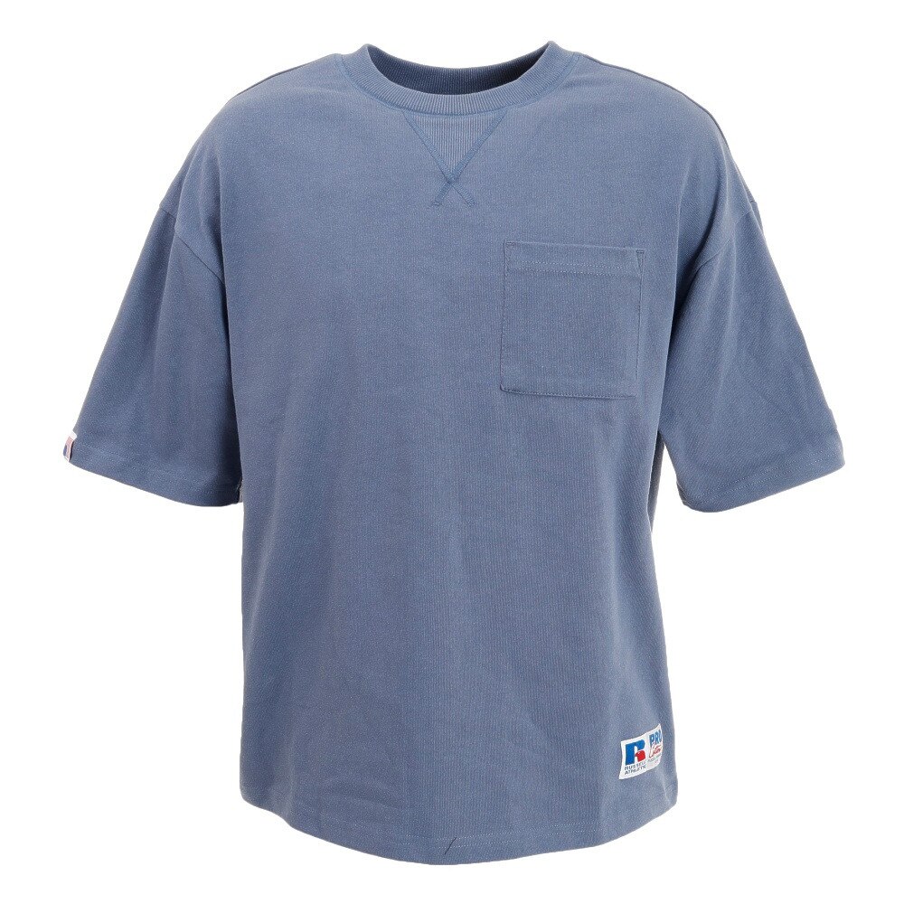 ラッセル（RUSSELL）（メンズ）Tシャツ 半袖 ヘビーウェイト PRO USA ポケットTシャツ シンプル オーバーサイズ 綿100% RBM22S0003 BLU★★★