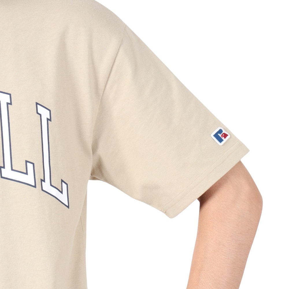 ラッセル（RUSSELL）（メンズ）PRINT COLLEGE 半袖Tシャツ RBM22S0013 BEG