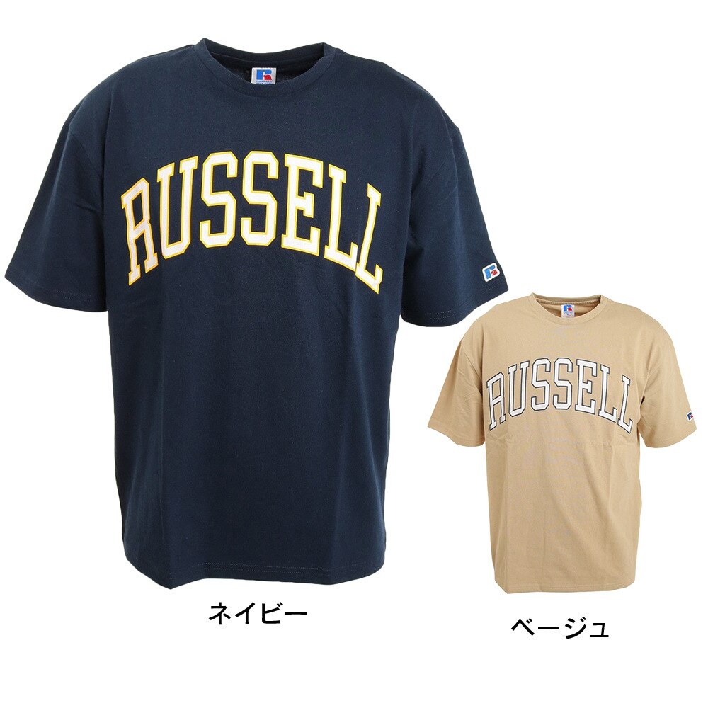 ラッセル（RUSSELL）（メンズ）PRINT COLLEGE 半袖Tシャツ RBM22S0013 NVY