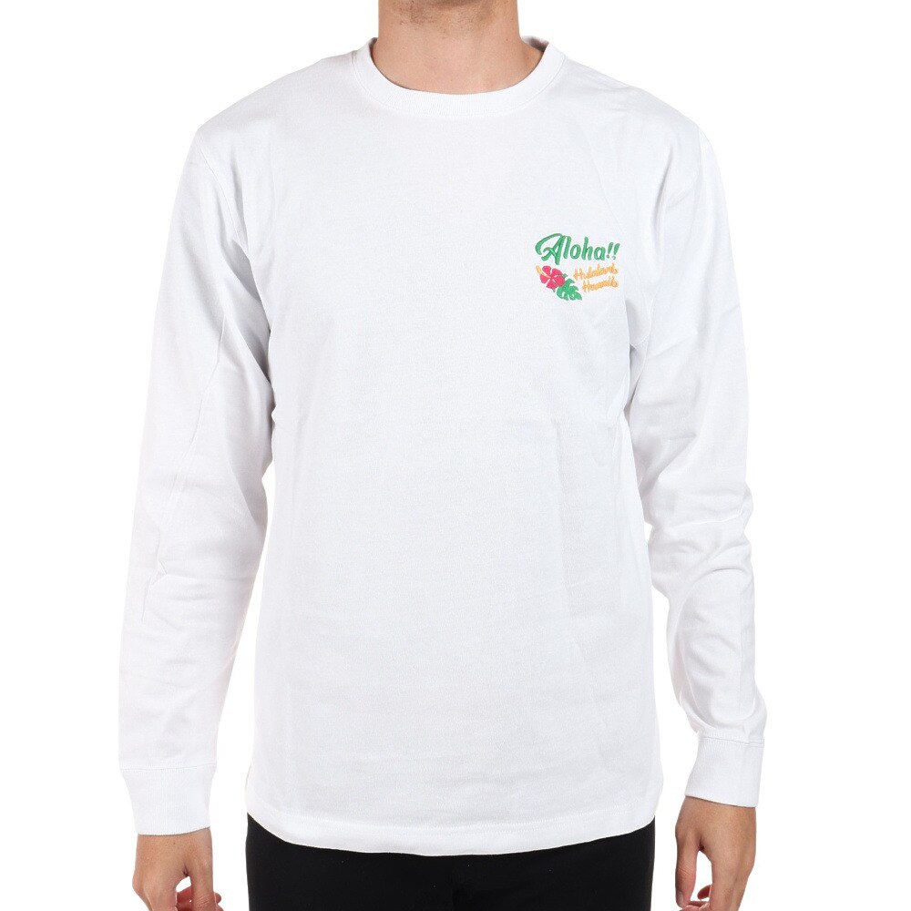 Hula Lani（メンズ）長袖Ｔシャツ 刺繍ロンティーフラガール 224HU1LT050 WHT