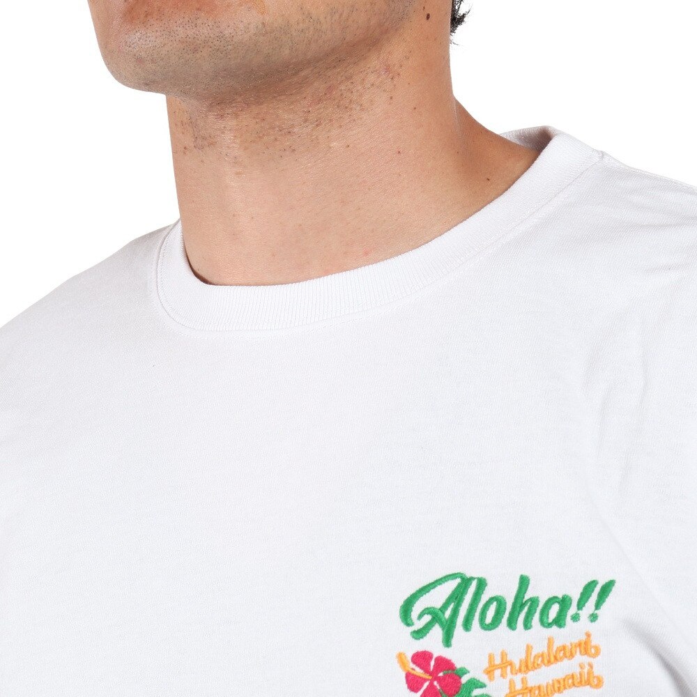 Hula Lani（メンズ）長袖Ｔシャツ 刺繍ロンティーフラガール 224HU1LT050 WHT