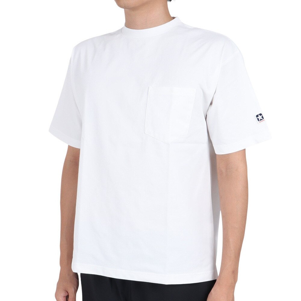 コンバース（CONVERSE）（メンズ）クルーネック Tシャツ 胸ポケット付き CA212382-1100