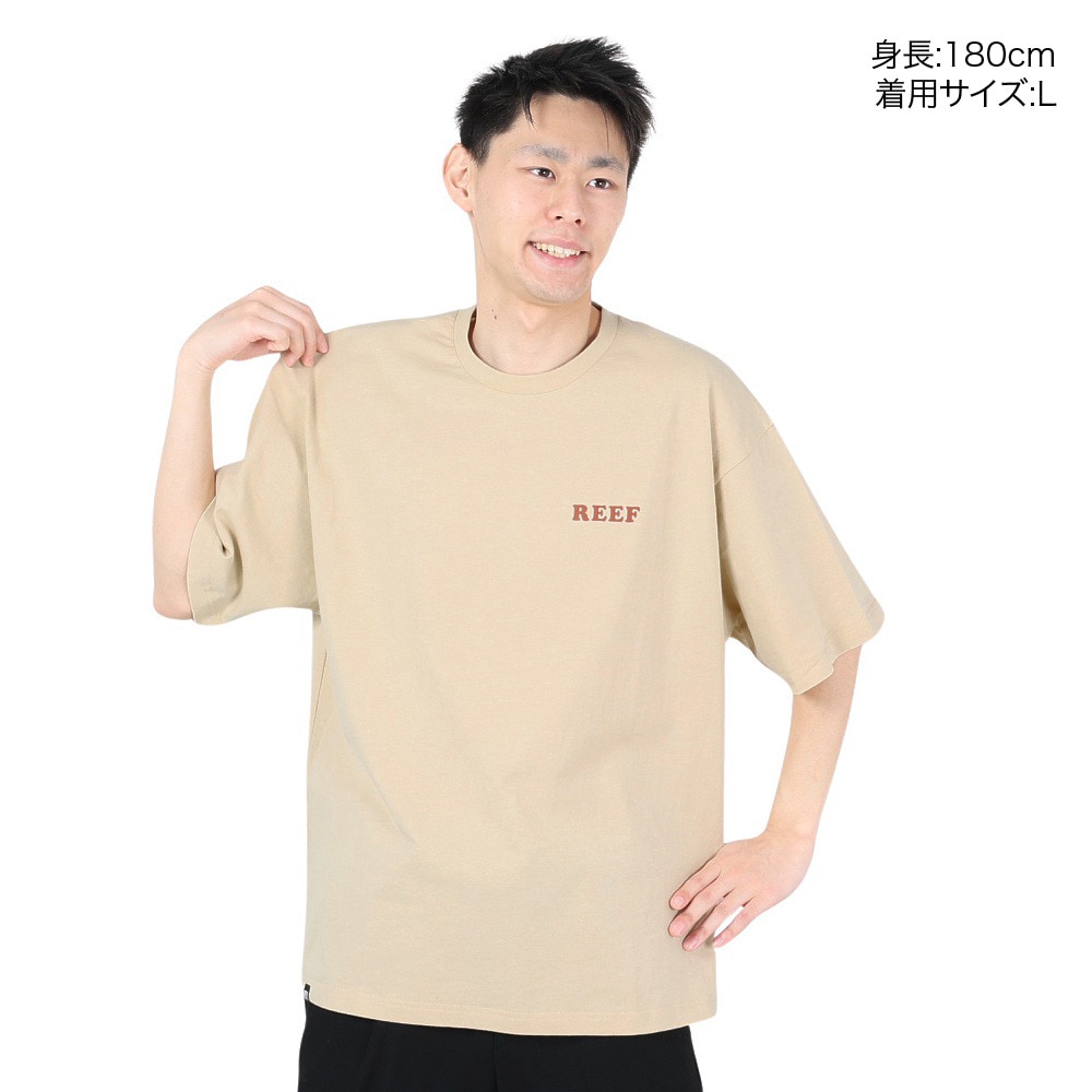 リーフ（REEF）（メンズ）半袖Tシャツ ベージュ メンズ PINEAPPLE RFTEM2305-BEG 無地 ワンポイント