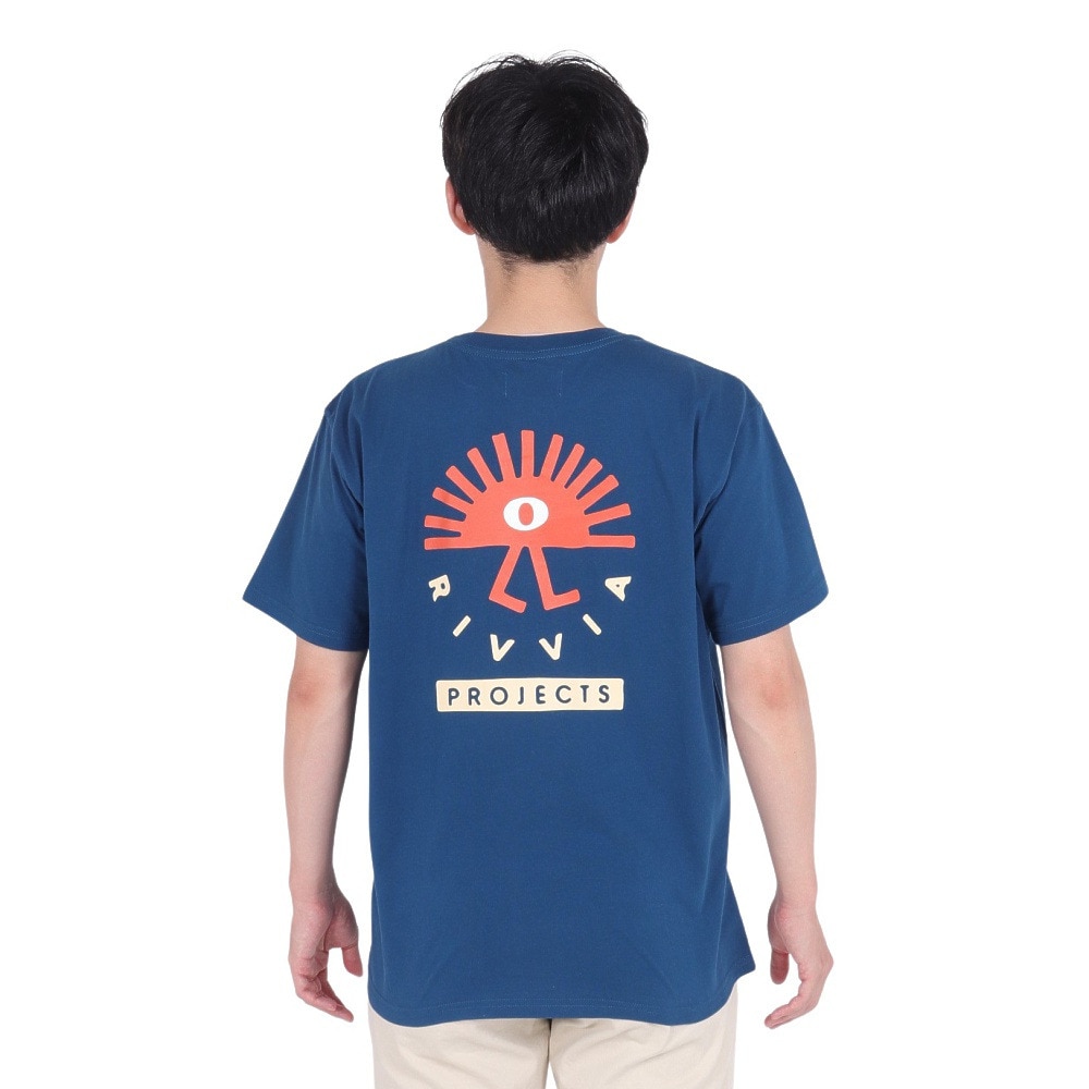 リヴィアプロジェクツ（Rivvia Projectu）（メンズ）NIGHT+DAY 半袖Tシャツ RTE-23203-NAV