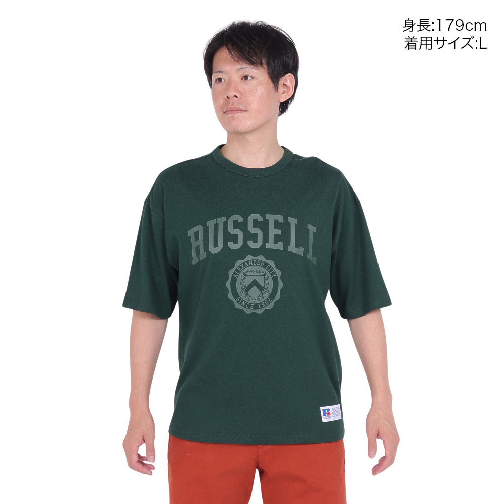 ラッセル（RUSSELL）（メンズ）半袖Tシャツ メンズ 88/12 カレッジクルーネック RBM23S0005 GRN