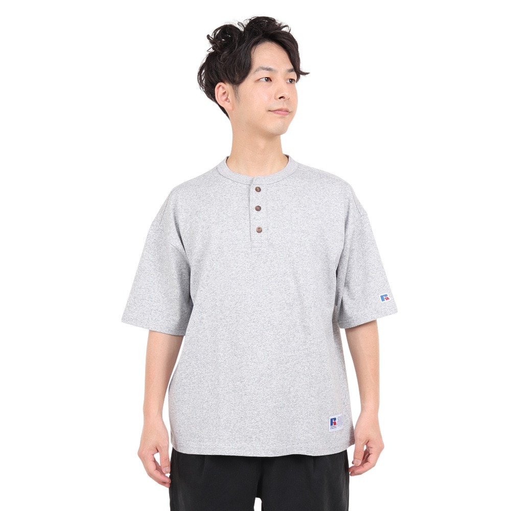 ラッセル（RUSSELL）（メンズ）半袖Tシャツ メンズ 88/12 ヘンリーネック RBM23S0006 MGRY