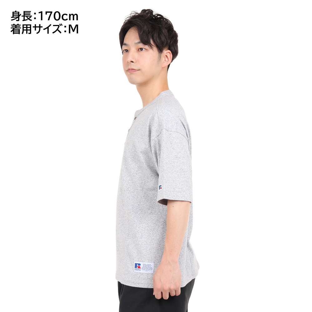 ラッセル（RUSSELL）（メンズ）半袖Tシャツ メンズ 88/12 ヘンリーネック RBM23S0006 MGRY