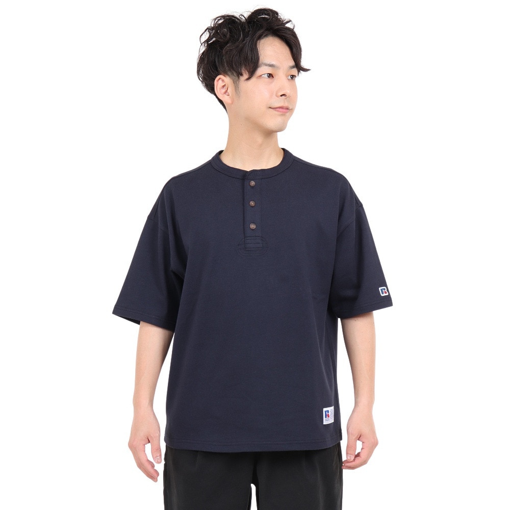 ラッセル（RUSSELL）（メンズ）半袖Tシャツ メンズ 88/12 ヘンリーネックTシャツ RBM23S0006 NVY
