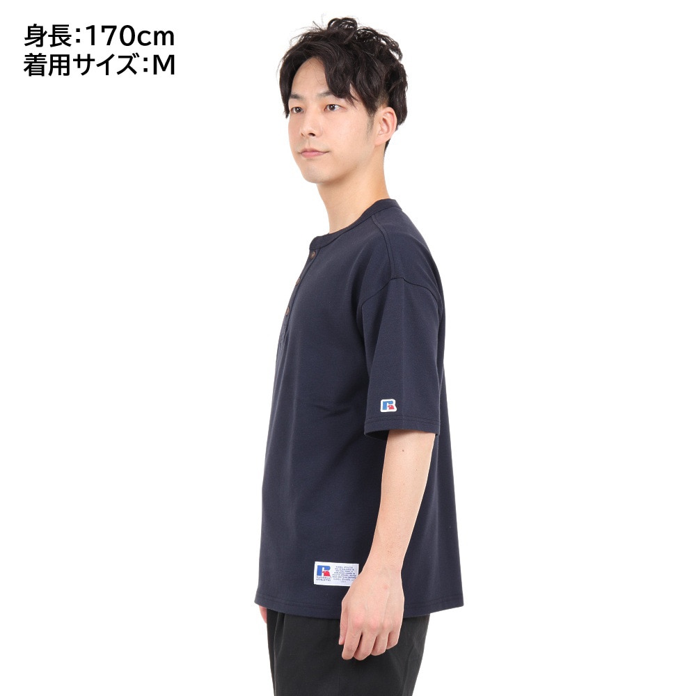 ラッセル（RUSSELL）（メンズ）半袖Tシャツ メンズ 88/12 ヘンリーネックTシャツ RBM23S0006 NVY