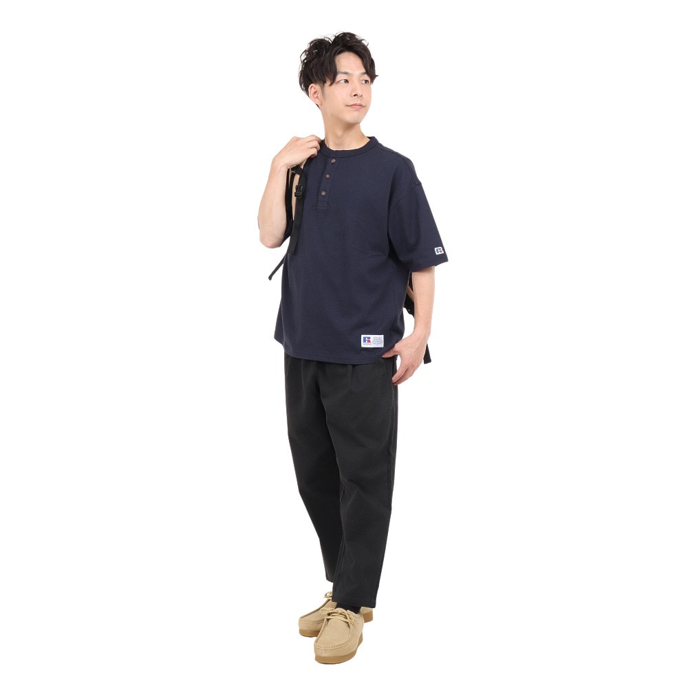 ラッセル（RUSSELL）（メンズ）半袖Tシャツ メンズ 88/12 ヘンリーネックTシャツ RBM23S0006 NVY