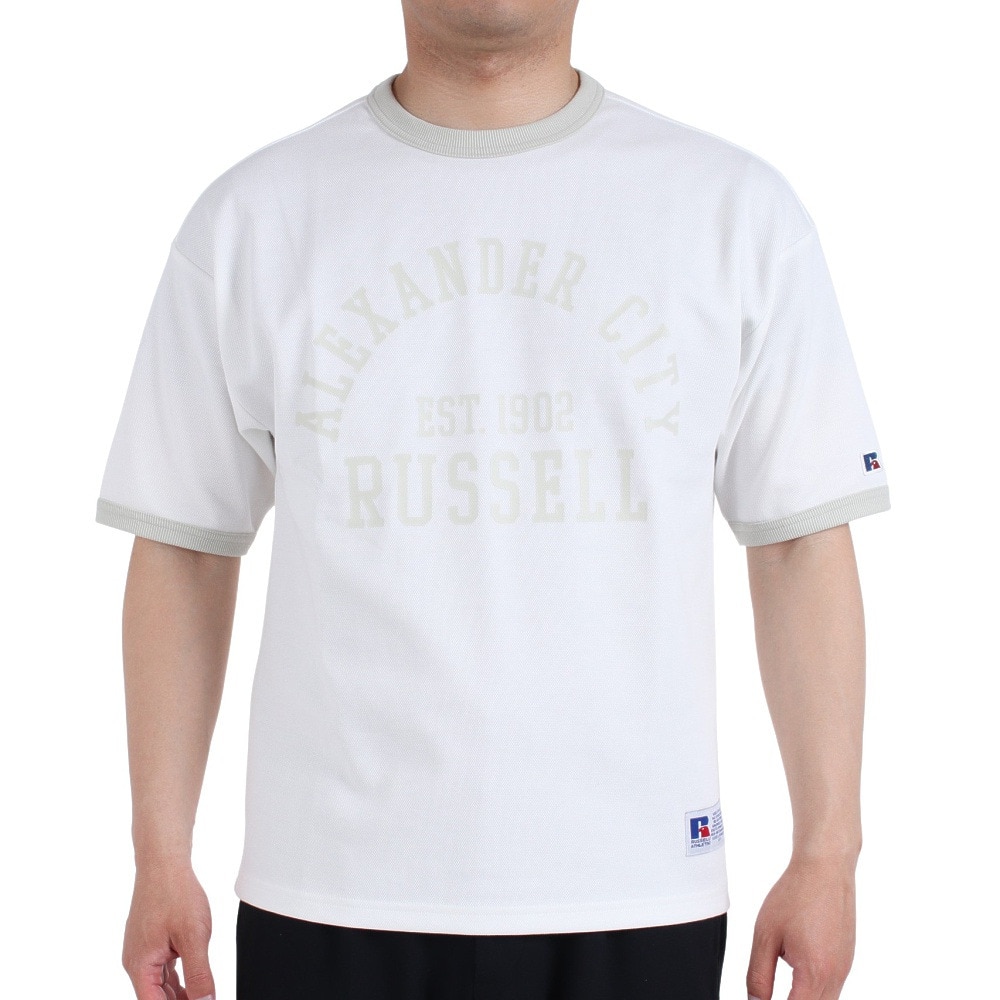 ラッセル（RUSSELL）（メンズ）半袖Tシャツ メンズ ドライフィット 鹿の子  RBM23S0007 WHT