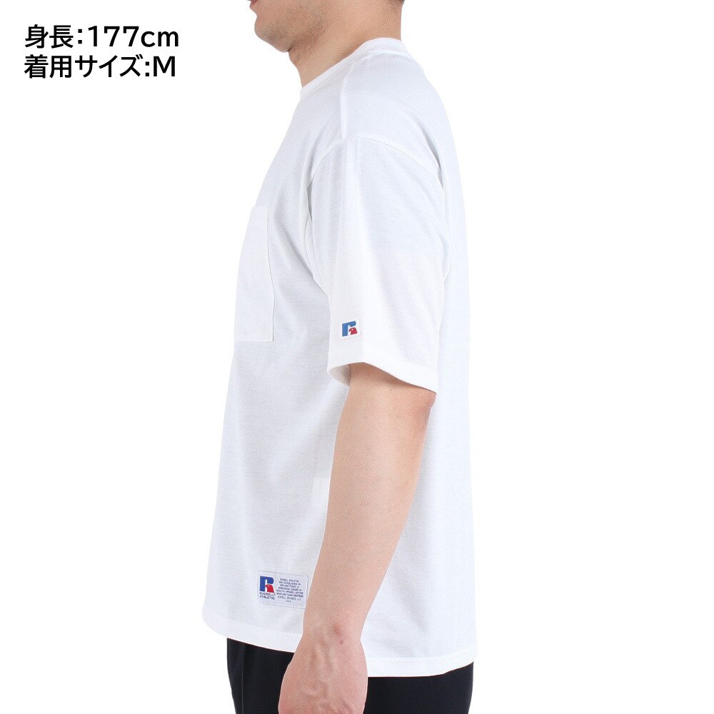 ラッセル（RUSSELL）（メンズ）半袖Tシャツ メンズ コットンライク ポケット RBM23S0009 WHT