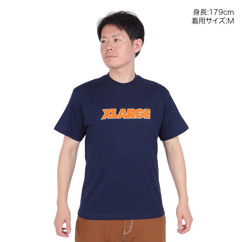 エクストララージ（メンズ、レディース）半袖Tシャツ メンズ CHENILLE STANDARD 101232011023-NAVY