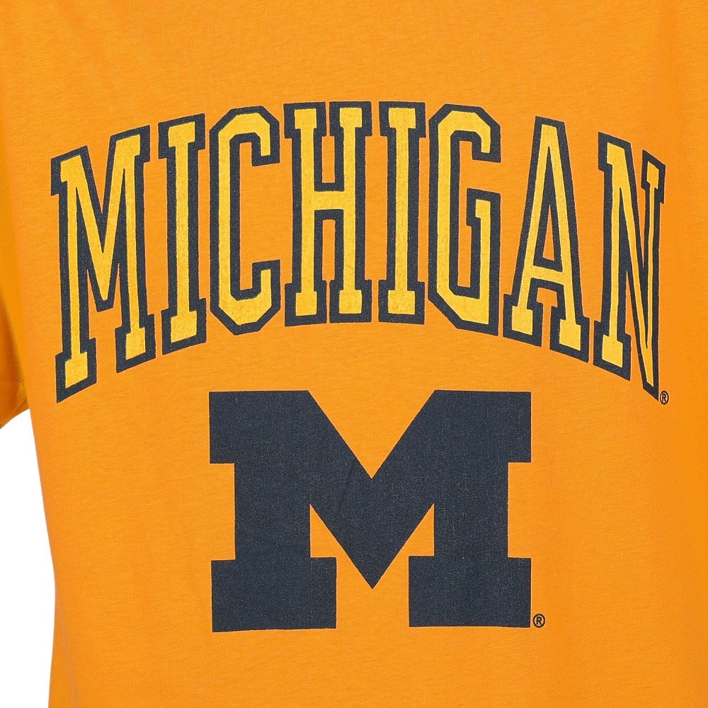 ミッチェルアンドネス（Mitchell&Ness）（メンズ）tシャツ 半袖 イエロー 黄 NCAA ARCH LOGO TEE MICHIG BMTRTP21133-UMIGOLD