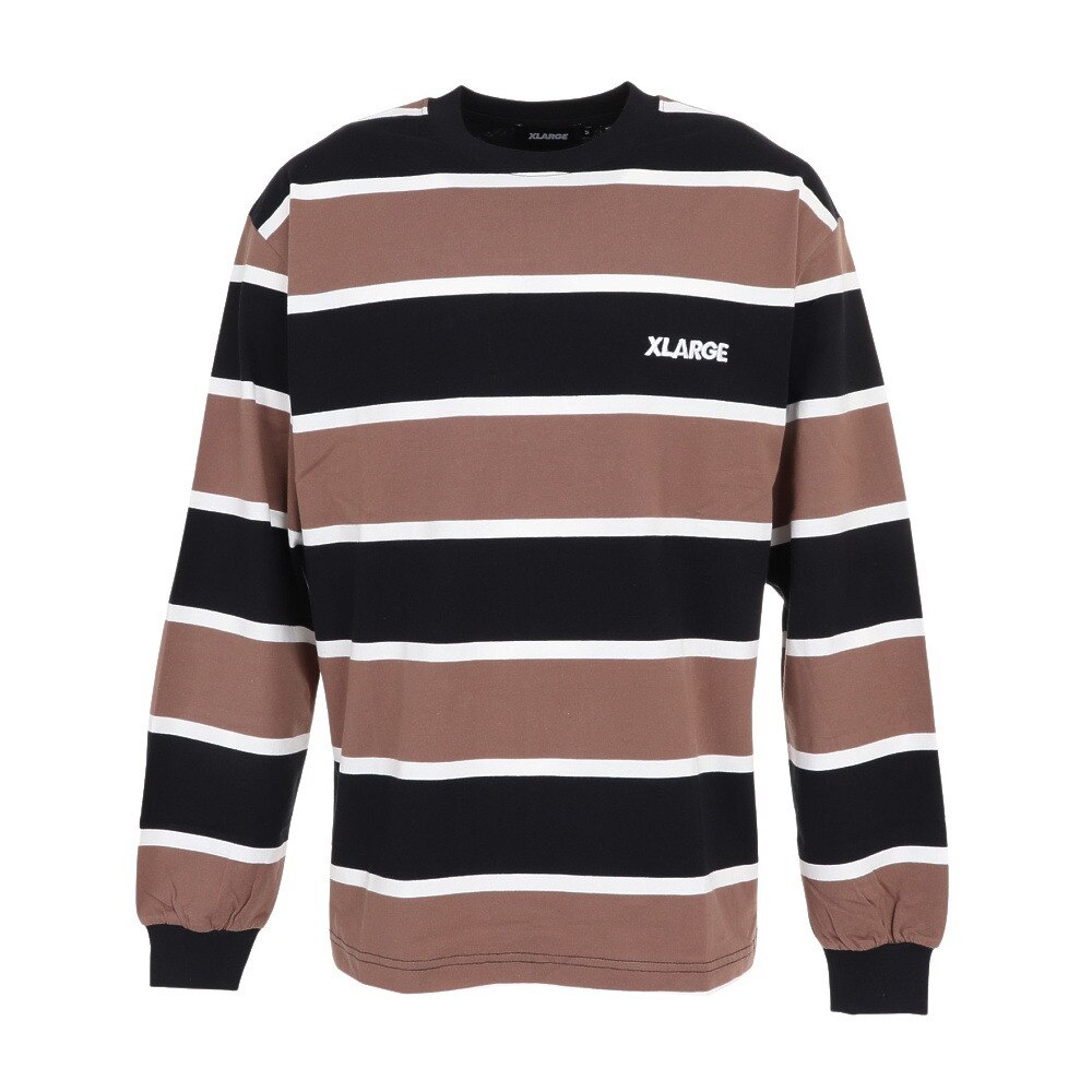 エクストララージ（メンズ）長袖Tシャツ メンズ STANDARD LOGO STRIPED  101233011012-BLACK