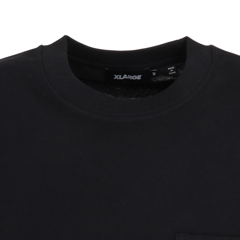 エクストララージ（XLARGE）（メンズ）Tシャツ 半袖 メンズ ワンポイント シンプル 黒 ブラック 胸ポケット 綿100% SLANTED OG 101233011015-BLACK