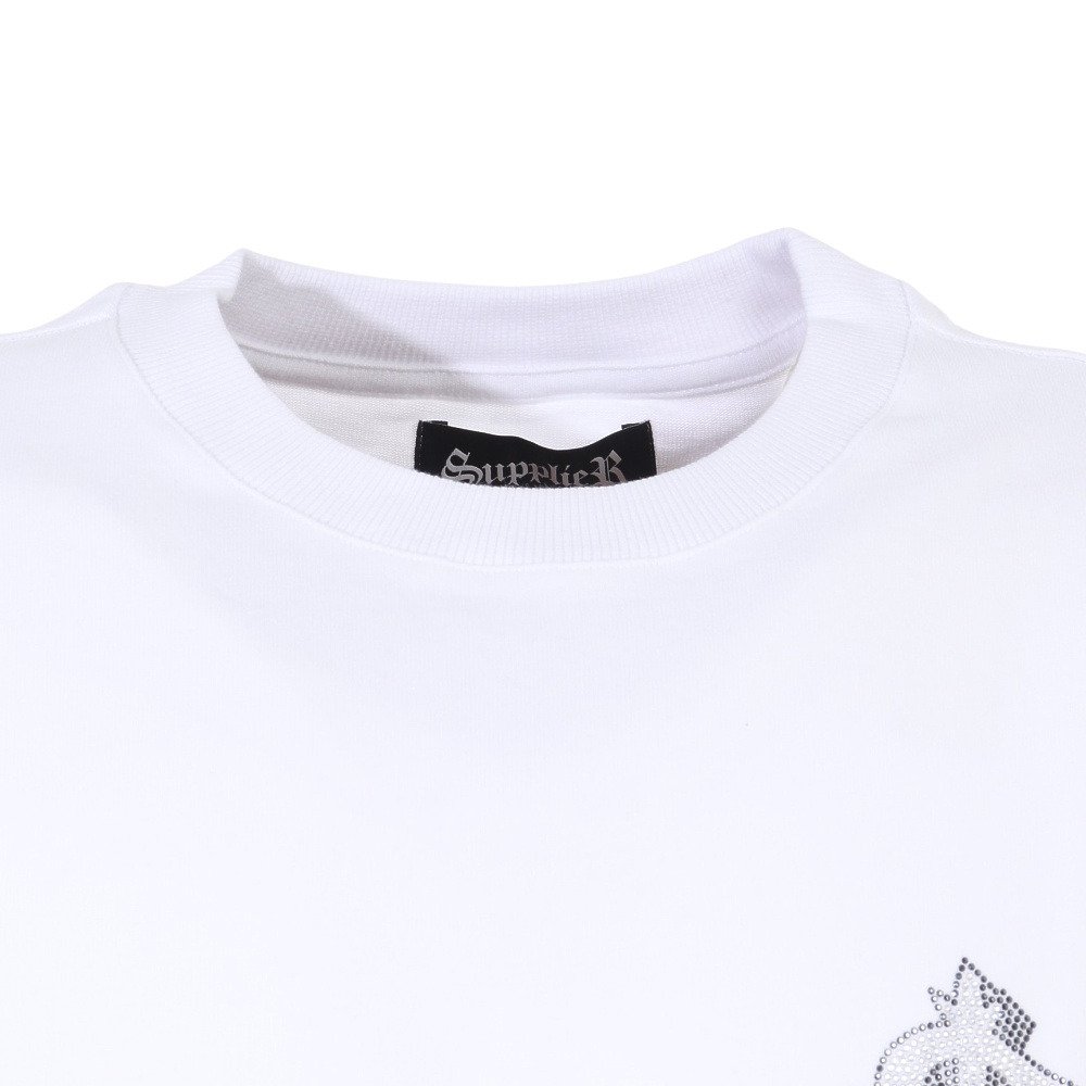 サプライヤー（SUPPLIER）（メンズ）半袖Tシャツ メンズ ラインストーンクロスTシャツ 21SSD1-08104-021-WH