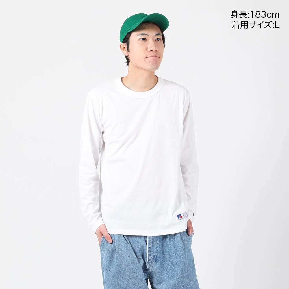 ラッセル（RUSSELL）（メンズ）T/C 長袖クルーネックTシャツ RBM23F0011 WHT