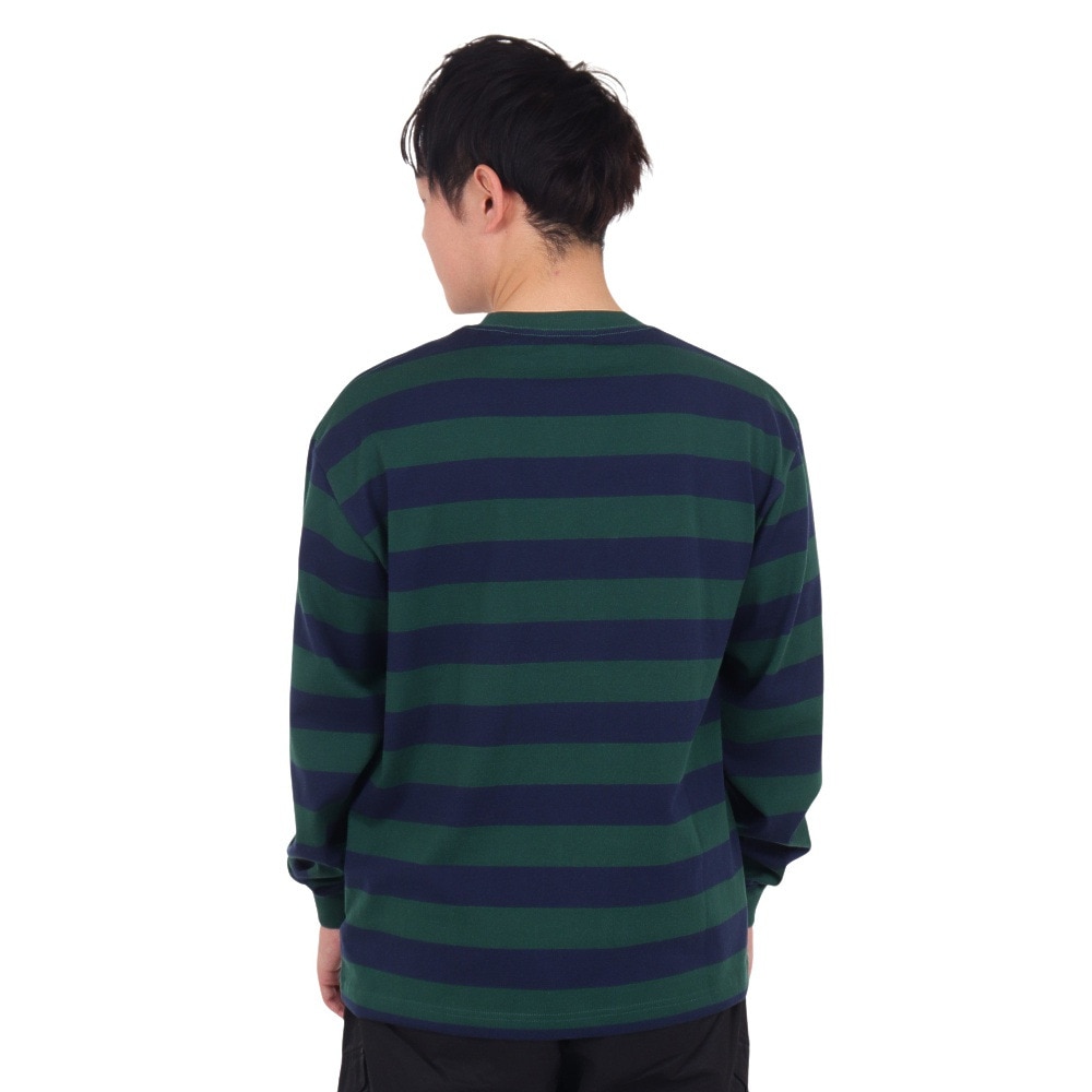 エクストララージ（XLARGE）（メンズ）COLLEGE LOGO STRIPED 長袖ボーダーTシャツ 101234011006-GREEN