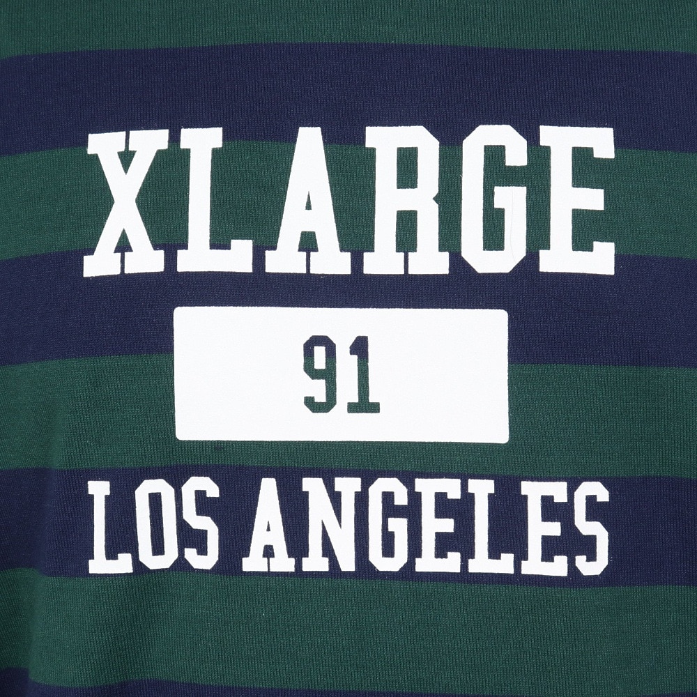 エクストララージ（XLARGE）（メンズ）COLLEGE LOGO STRIPED 長袖ボーダーTシャツ 101234011006-GREEN