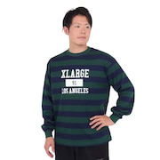 エクストララージ（XLARGE）（メンズ）COLLEGE LOGO STRIPED 長袖ボーダーTシャツ 101234011006-GREEN