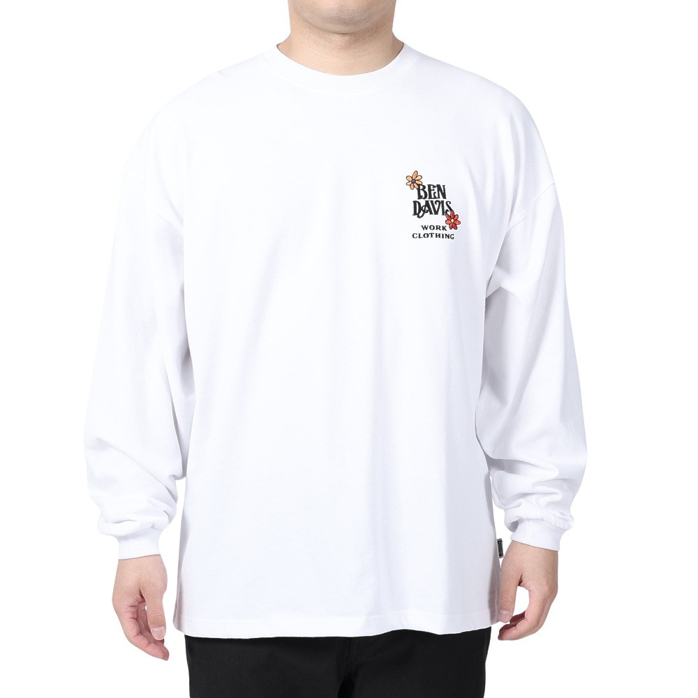 ベンデイビス（BEN DAVIS）（メンズ、レディース）HARVEST BRUSHED 長袖Tシャツ 24380022-07WHT