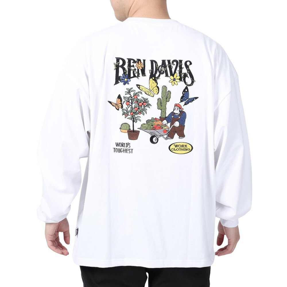 ベンデイビス（BEN DAVIS）（メンズ、レディース）HARVEST BRUSHED 長袖Tシャツ 24380022-07WHT