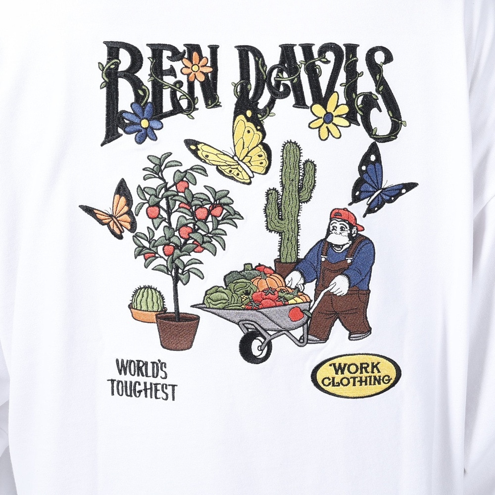 ベンデイビス（BEN DAVIS）（メンズ、レディース）HARVEST BRUSHED 長袖Tシャツ 24380022-07WHT