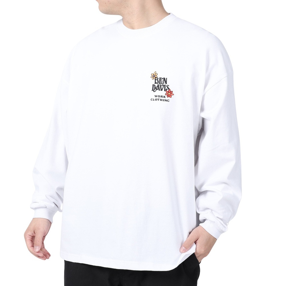 ベンデイビス（BEN DAVIS）（メンズ、レディース）HARVEST BRUSHED 長袖Tシャツ 24380022-07WHT