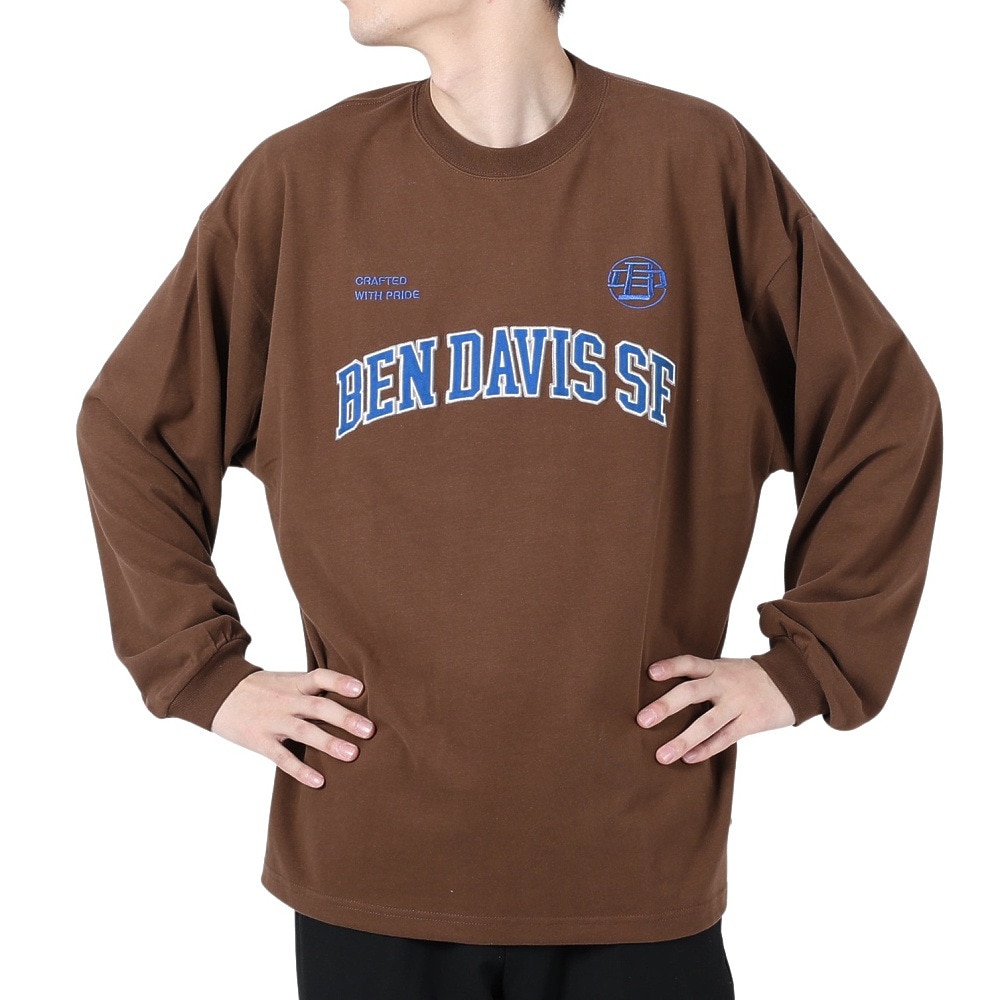 ベンデイビス（BEN DAVIS）（メンズ）カレッジ ブラッシュド 長袖Tシャツ 24380023-32BRW