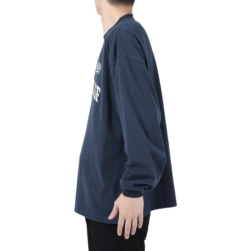 ベンデイビス（BEN DAVIS）（メンズ）カレッジ ブラッシュド 長袖Tシャツ 24380023-60NAV