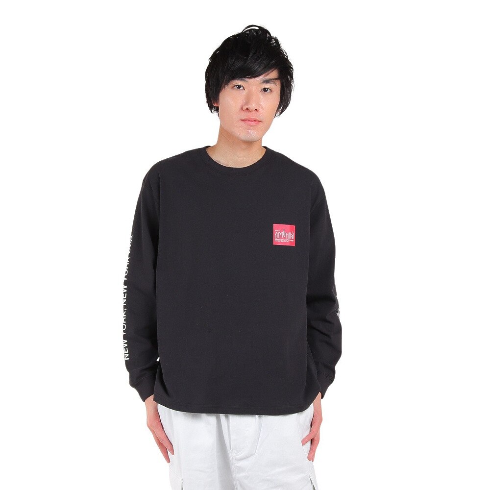 ManhattanPortage（メンズ）長袖プリントTシャツ MP-M371 BLK