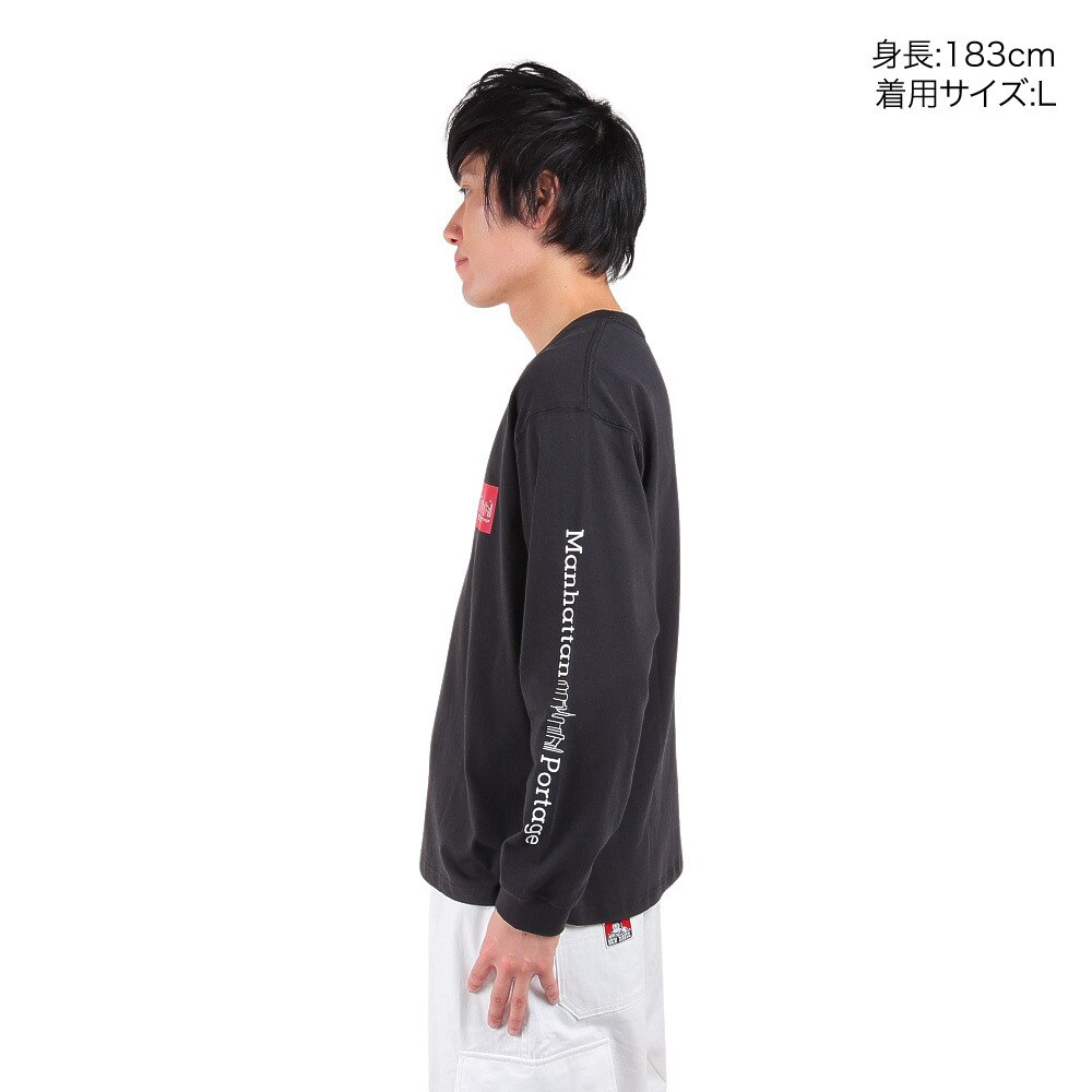 ManhattanPortage（メンズ）長袖プリントTシャツ MP-M371 BLK