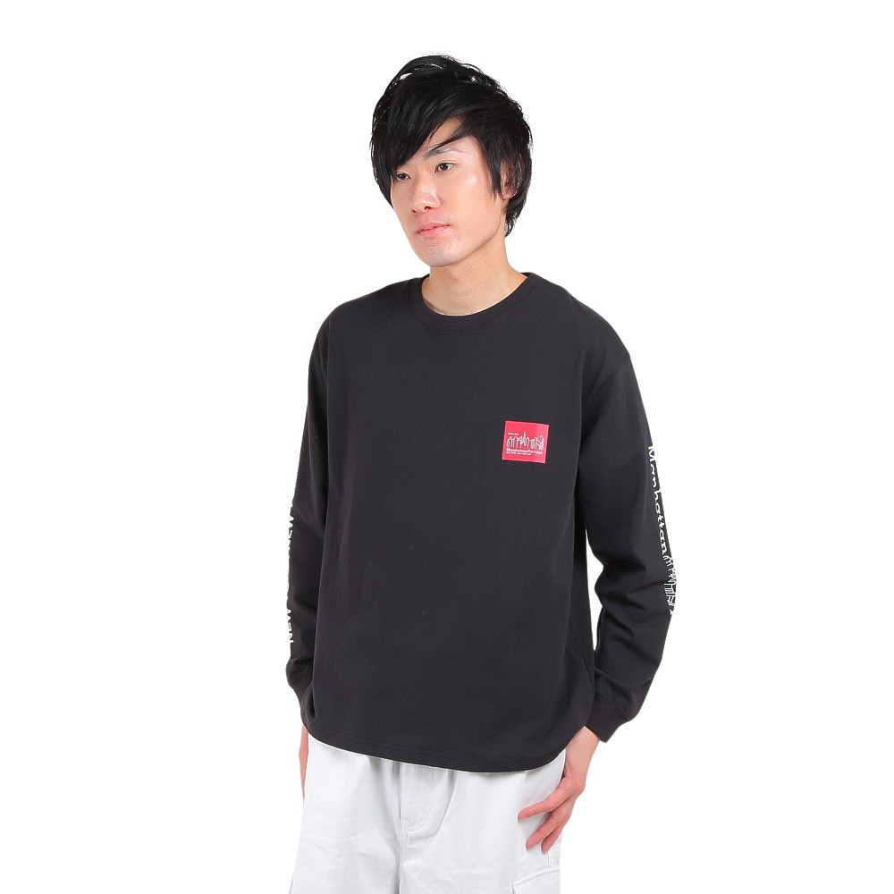 ManhattanPortage（メンズ）長袖プリントTシャツ MP-M371 BLK