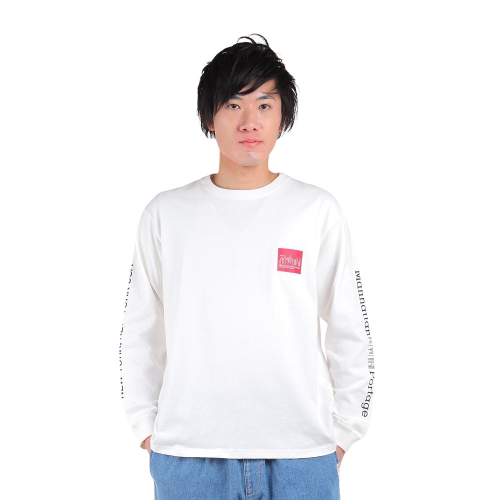ManhattanPortage（メンズ）長袖プリントTシャツ MP-M371 WHT