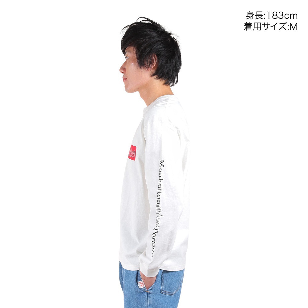 ManhattanPortage（メンズ）長袖プリントTシャツ MP-M371 WHT