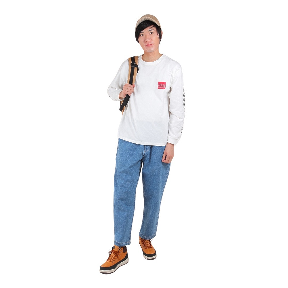 ManhattanPortage（メンズ）長袖プリントTシャツ MP-M371 WHT