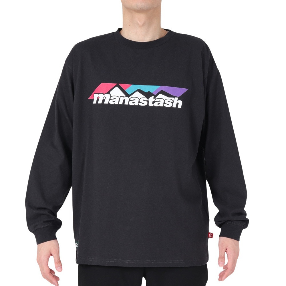 マナスタッシュ（MANASTASH）（メンズ）RE:CTN 長袖スキームロゴTシャツ 792-3230012 BLACK