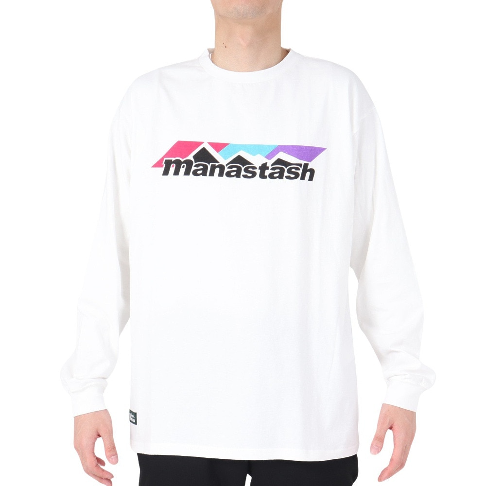 マナスタッシュ（MANASTASH）（メンズ）RE:CTN 長袖スキームロゴTシャツ 792-3230012 OFFWHT