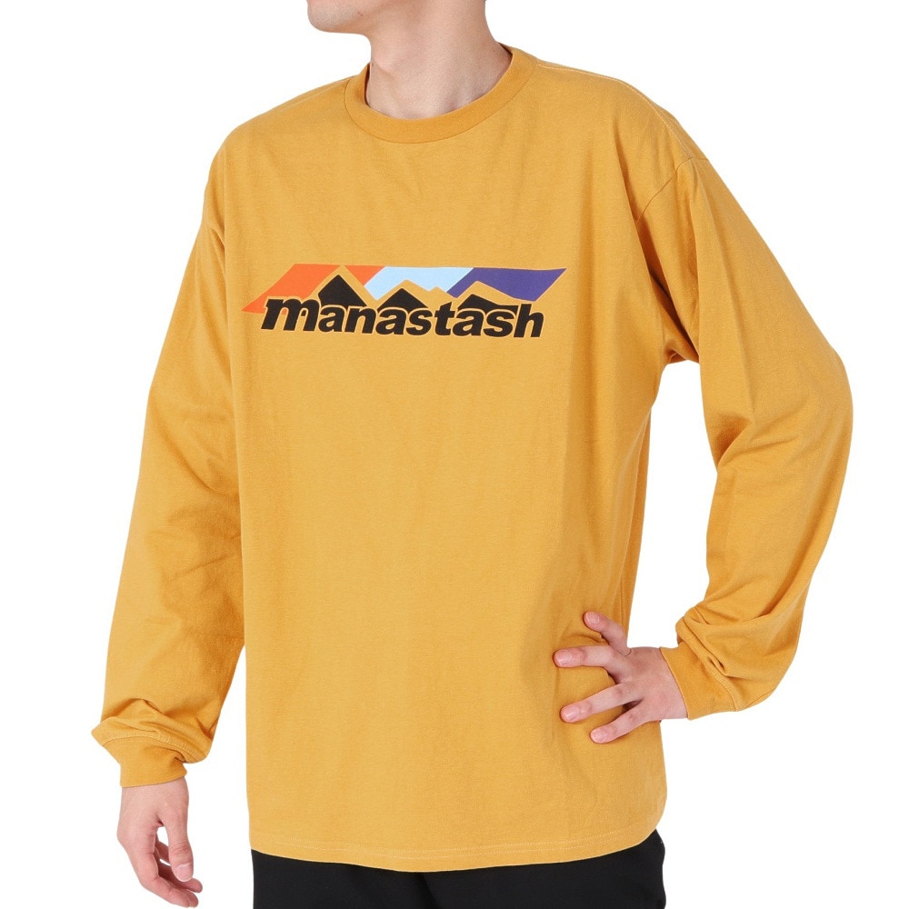 マナスタッシュ（MANASTASH）（メンズ）RE:CTN 長袖スキームロゴTシャツ 792-3230012 YELLOW