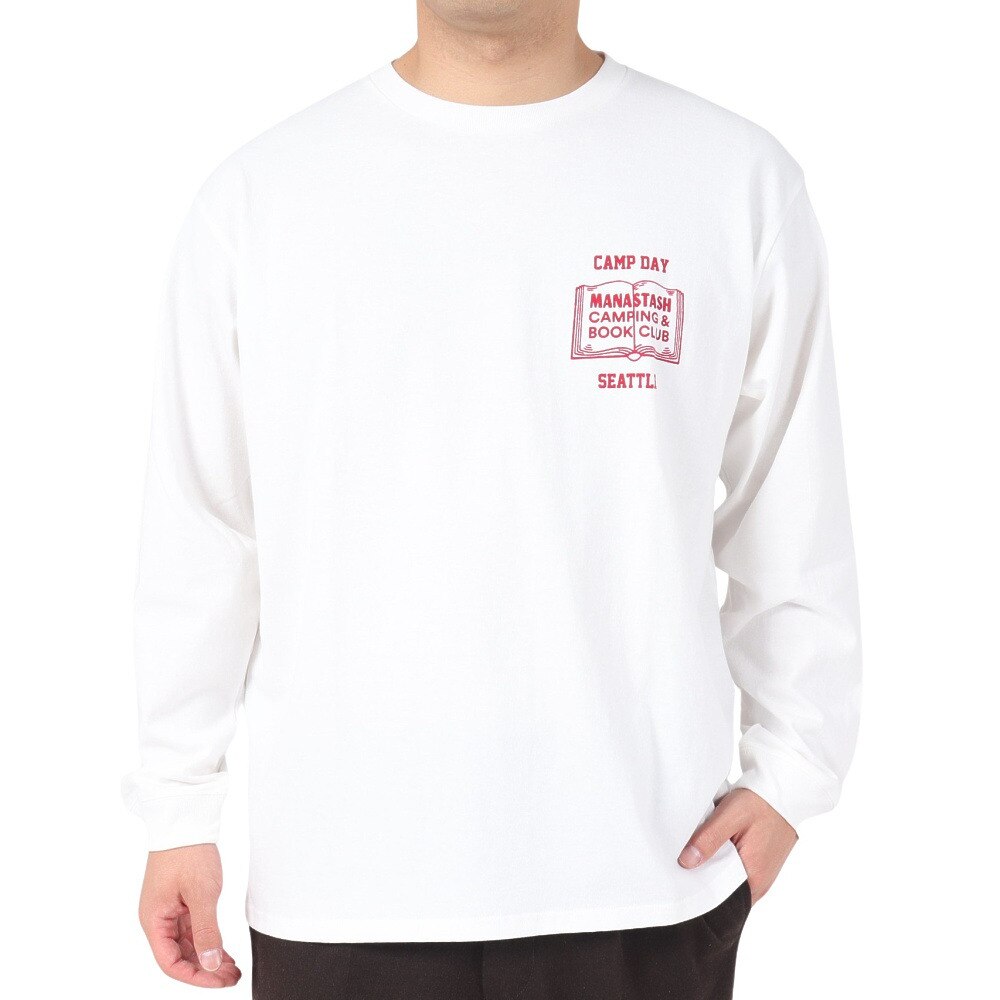 マナスタッシュ（MANASTASH）（メンズ）CiTee 長袖Tシャツ BOOK CLUB 792-3230025 WHITE