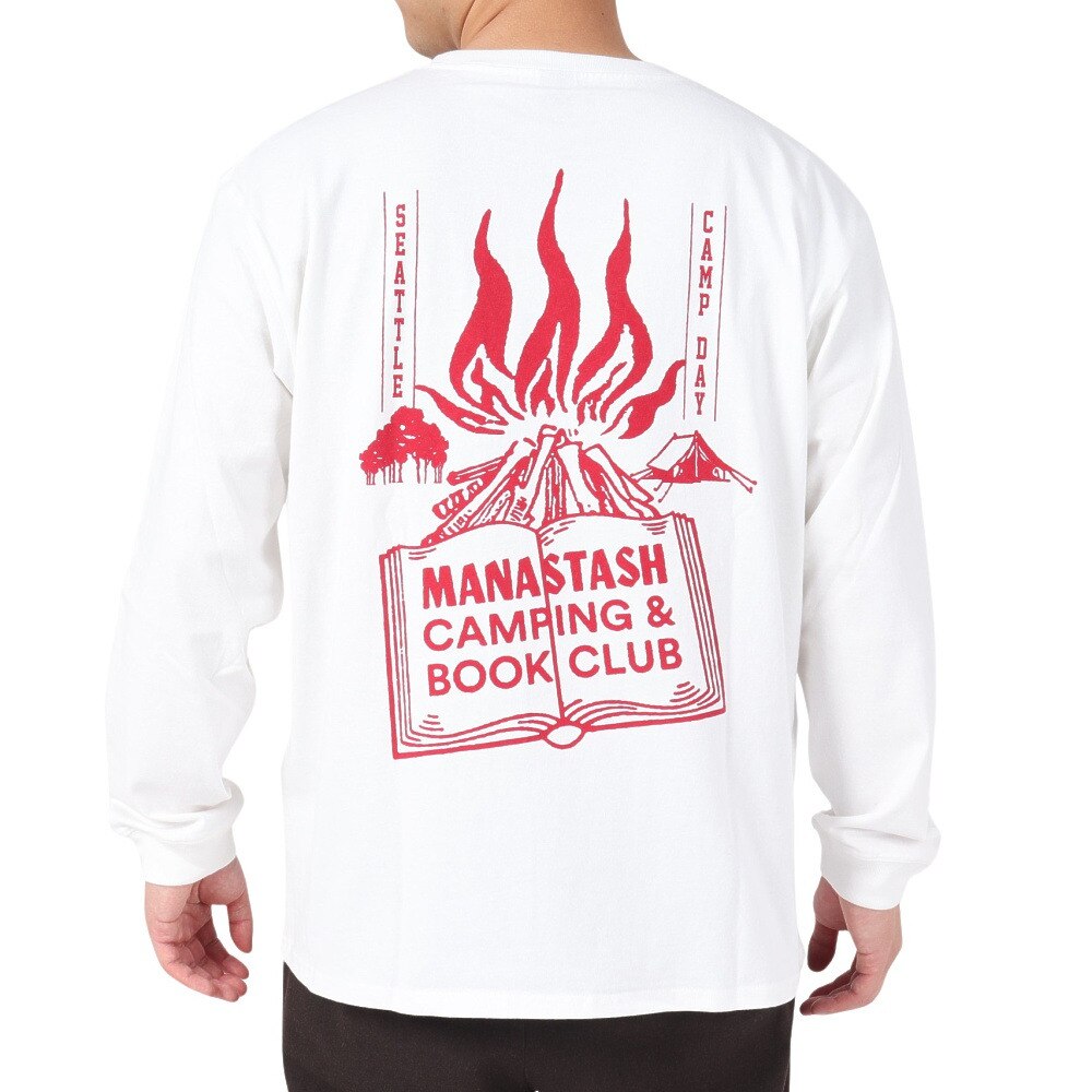 マナスタッシュ（MANASTASH）（メンズ）CiTee 長袖Tシャツ BOOK CLUB 792-3230025 WHITE