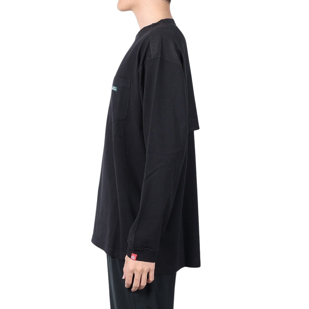 マナスタッシュ（MANASTASH）（メンズ）ベントロングスリーブTシャツ 792-4130003 BLACK
