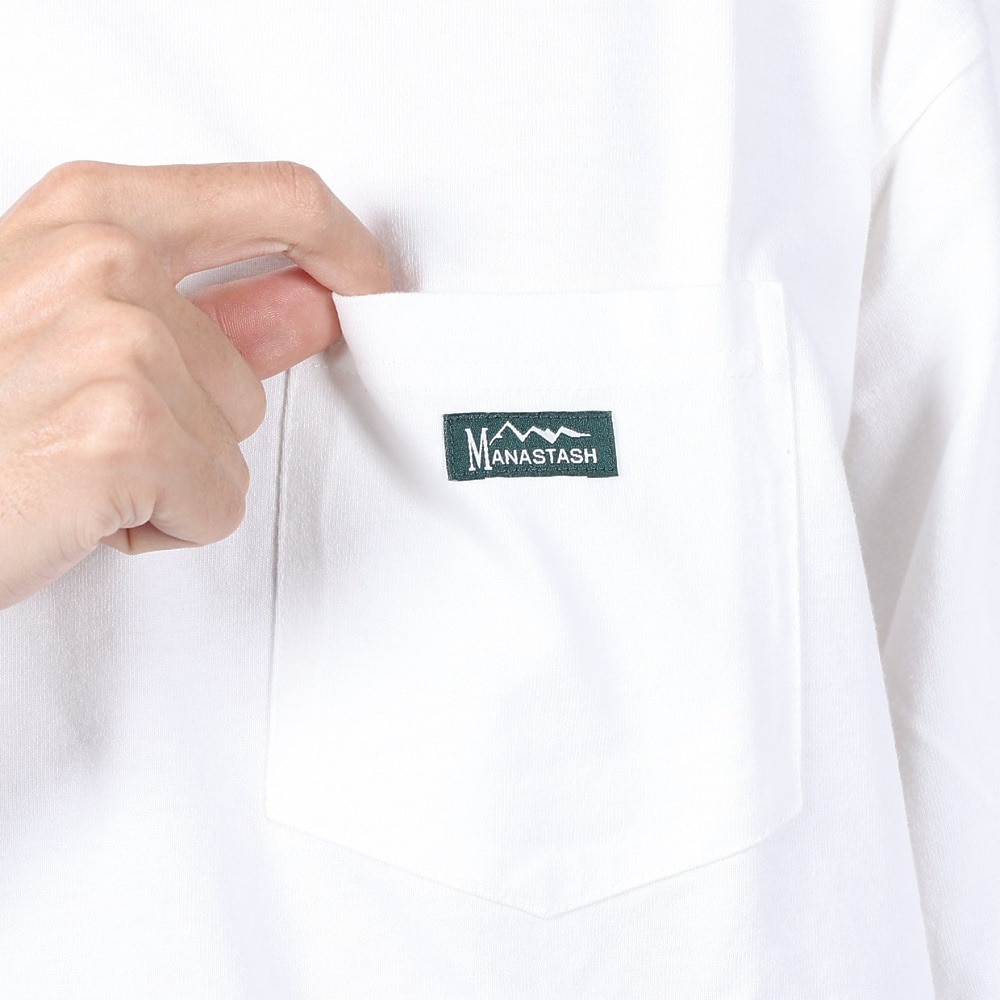 マナスタッシュ（MANASTASH）（メンズ）ベントロングスリーブTシャツ 792-4130003 WHITE