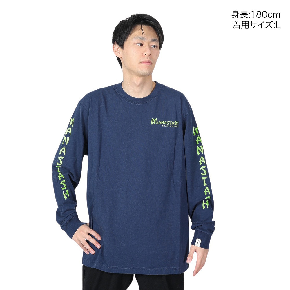 マナスタッシュ（MANASTASH）（メンズ）ドラゴン ロングスリーブTシャツ 792-4130012 NAVY