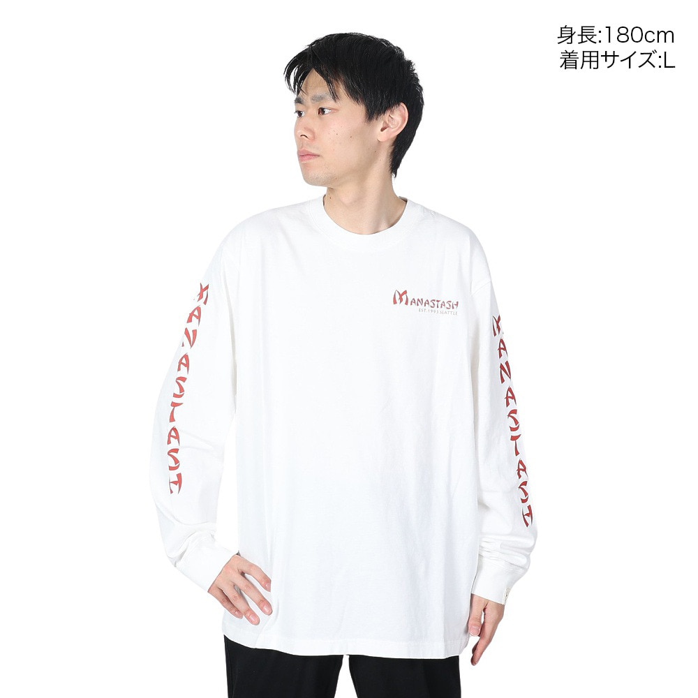 マナスタッシュ（MANASTASH）（メンズ）ドラゴン ロングスリーブTシャツ 792-4130012 WHITE